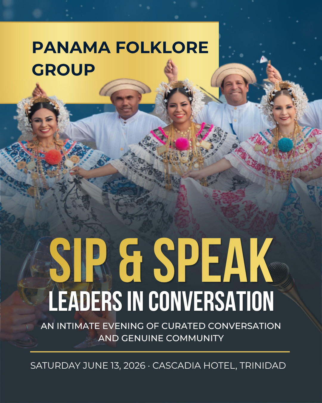 Panama Folklore Group performing at Sip and Speak Leaders in Conversation, June 13, 2026, Cascadia Hotel